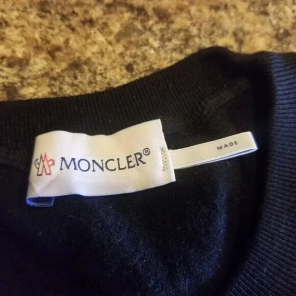 Moncler Virgin Wool Blend Black T-shirt L - Picture 8 of 12